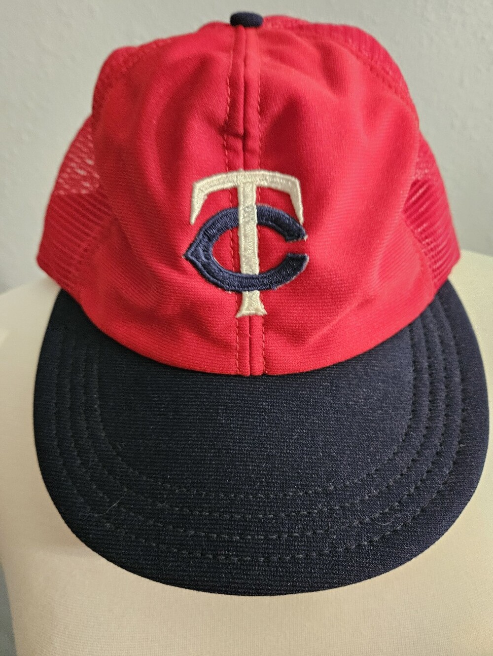 MN Twins 90's Kids L/XL Red and Navy Baseball Cap with Embroidered TC Logo